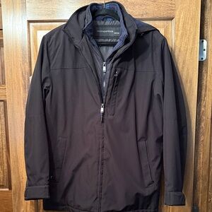 Weatherproof Men's Black Raincoat with Zip Front
